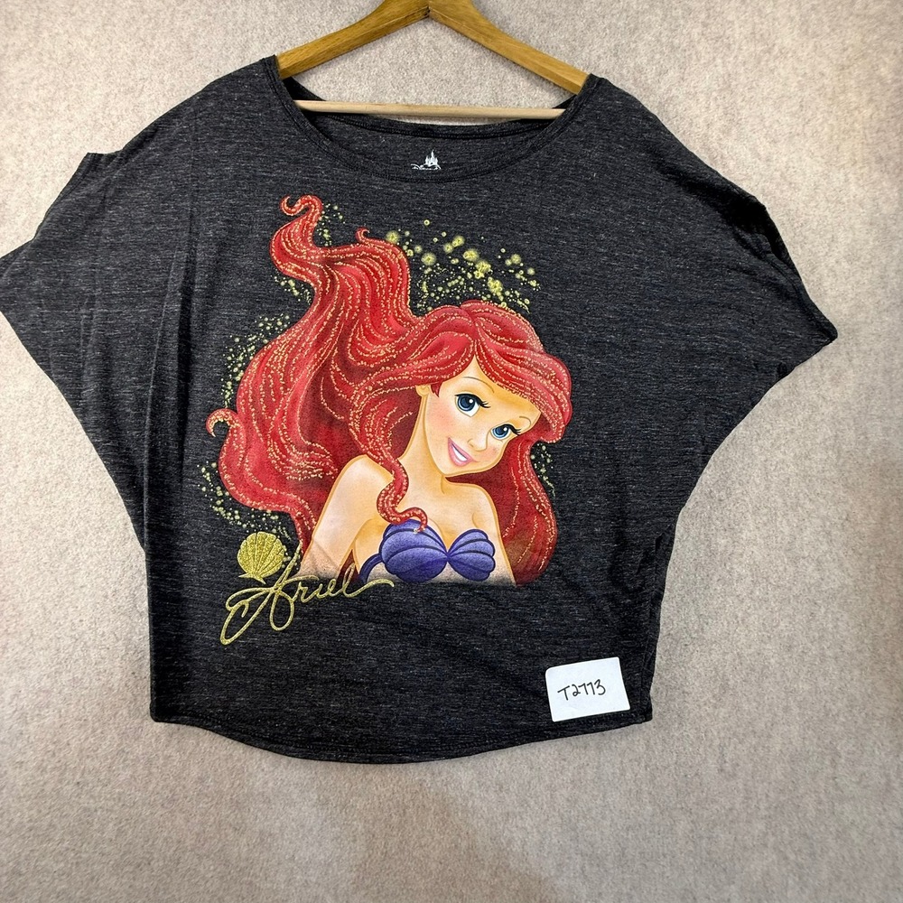 Disney Parks Ariel The Little Mermaid Graphic Tee Charcoal Grey Dolman XS